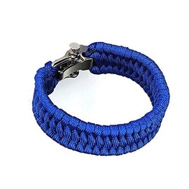 Paracord Survival Bracelet, Emergency Multitool, with Stainless Steel Shackle, Fit Less than 9.9 inch/25cm Wrists, Pack of 1, Blue, Stainless Steel