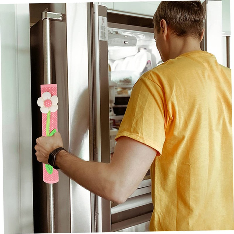 TEHAUX Elegant Kitchen Handle Covers 4pcs Refrigerator Handle Covers Fingerprint