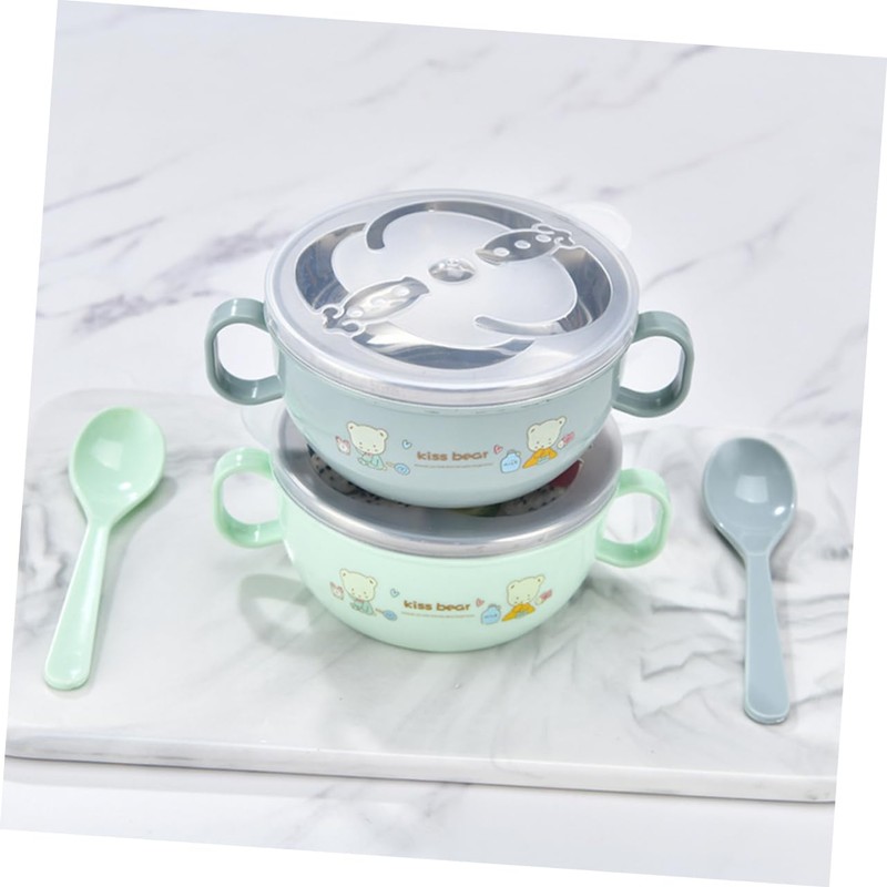 COLLBATH Stainless Steel Bowl Double Layer Insulated Rice Bowl Handle