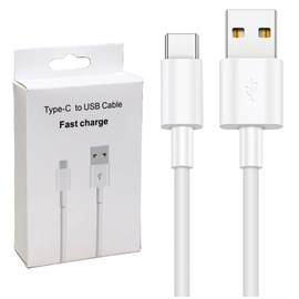 USB Type-C to USB Cable, Fast Charge, Phone Charger, Smartphone Charger, Stylish, Durable, Reversible Connectors, Tangle-Free, 24 AWG Power Wire, 30 AWG Data Wires, Durable Fiber