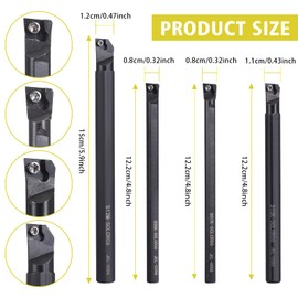 VerRich 14PCS Indexable Lathe Turning Tools Kit, 4 Pieces Boring Bar Set S07K-SCLCR06,S08K-SCLCR06,S10K-SCLCR06,S12M-SCLCR06 Turning Tool Holder with 10pcs CCMT060204 Carbide Inserts