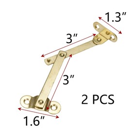 Pufguy Antique Brass Lid Folding Support Lid Stay Hinges for Jewelry Box,Cabinet|ONLY for Left Side-2 pcs(Gold)