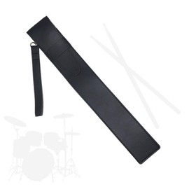 Cheerock Drum Stick Bag, PU Leather Drumstick Case Holder, 1Pair Storage for Drumsticks & Mallets (Black)