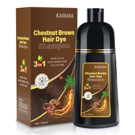 IIIMEIDU Hair Dye Shampoo for Gray Hair, 3 in 1 Herbal Ingredients Natural Dye for Women Men, Grey Coverage 500ml Chestnut Brown