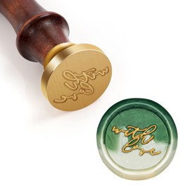 With Love Signature Design Wax Seal Stamp for Wedding, Handwritten Letter Brass Sealer with Wooden Handle for Party Invitation Sealing DIY Cards Envelope Packages Valentines Gift Wrapping Jounal Decor