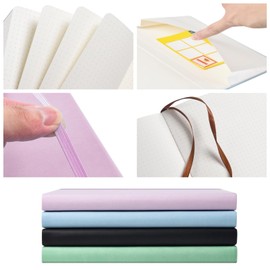 GDMLUP Bullet Dotted Journal - A5 Dotted Notebook - 120gsm Paper, 172 Pages, Vegan Leather Hardcover Dotted Journal with Back Pocket, 2 Mark Ribbons, Lilac