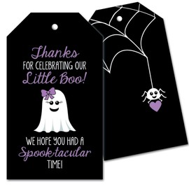 25 Ghost Thank You Favor Tags for Little Boo Baby Shower - Purple