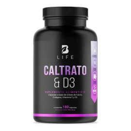 Citrato De Calcio De 180 Cápsulas Con D3. B Life Caltrato + D3