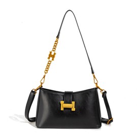 Soft Leather Hobo Handbags for Women Small Underarm Shoulder Bag Ladies Crossbody Purse Small Cresent Bags, Black