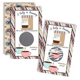It's A Girl! A Baby is Brewing Coffee Themed Gender Reveal Scratch Off Cards for Baby Showers, 20 2" X 3â Double Sided Cards by AmandaCreation