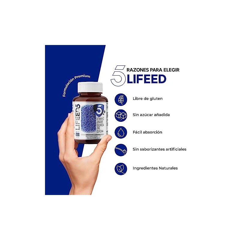 Lifeed Inmune 120 Capsulas Vitamina Jengibre Equinacea Zinc Curcuma Días