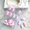24Pcs Easter Press on Nails Short Square Fake Nails Easter