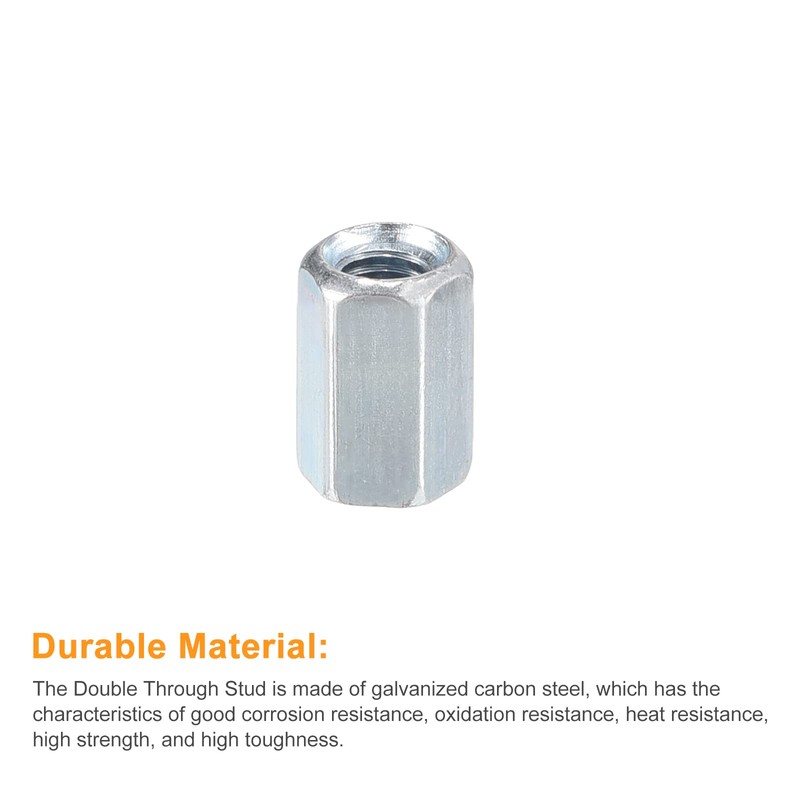 sourcing map 5pcs M5x8x12mm Coupling Nuts - Galvanized Carbon Steel
