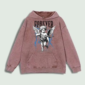 Forever Angel Graphic Hoodie 100% Cotton US Warehouse 6 ColorsColor: Brown, Size: 2 XL