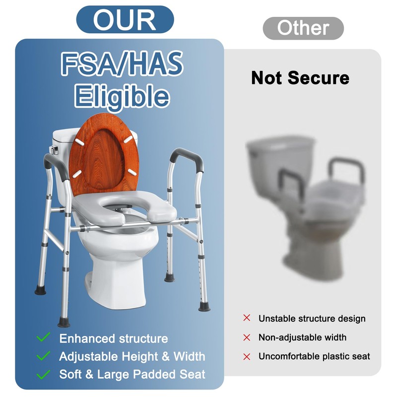 Deewow Deewow 28 inchs Raised Toilet Seat with Handles