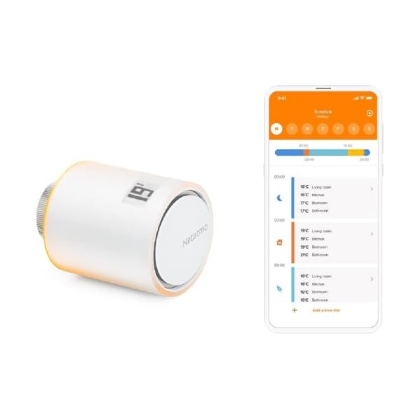 Netatmo Additional Smart Radiator Valve, Add-on for Smart Thermostat and for Collective or District Heating, Save Energy, NAV-AMZ