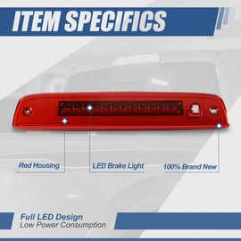 Auto Dynasty LED 3rd Third Tail Brake Light High Mount Stop Lamp Compatible with Ford Expedition Lincoln Navigator 2003-2016. Chrome Housing Red Lens