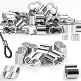 SWTYExt Pack of 50 Crimp Sleeves 8 mm Press Clamps Double Sleeves Clamp Sleeves Choke Clamps Made of Aluminium Rope Clamp 8 mm Aluminium Crimping Loop for Rubber Rope Expander Rope Tarpaulin Rope Wire