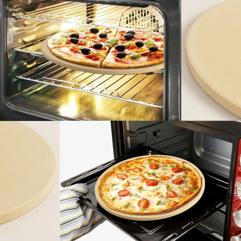 homEdge Pizza Stone Set, Heavy Duty Round Cordierite Baking Stone