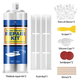 Marine Fiberglass Repair Kit - 3.4oz Clear Gel Coat & Gelcoat Repair Kit for Boats, Fiberglass Repair Epoxy Filler, Fast Repair for Scratches, Cracks, Holes, Fiber Glass Patch Kit for Acrylic