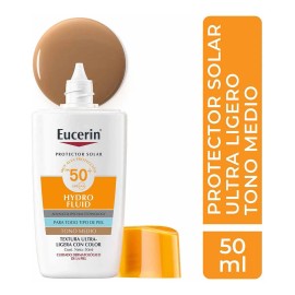 Eucerin Sun Hydro Fluid Protector Solar Fps50 Tono Medio Facial Hidratante Acido Hialuronico Proteccion Uva Uvb Antioxidante 50ml