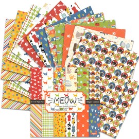 BLEDS Papel decorativo para álbum de recortes, 24 hojas, tema de gato, 6 x 6 pulgadas, multicolor, cuadrada, para manualidades, diario, tarjetas, fondo decorativo, tarjeta de felicitación