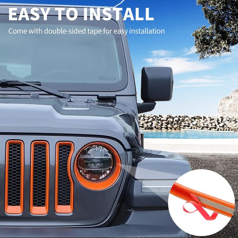 MAXDOM Grille Inserts Headlight Covers Set Fits for Jeep (2018-2023)