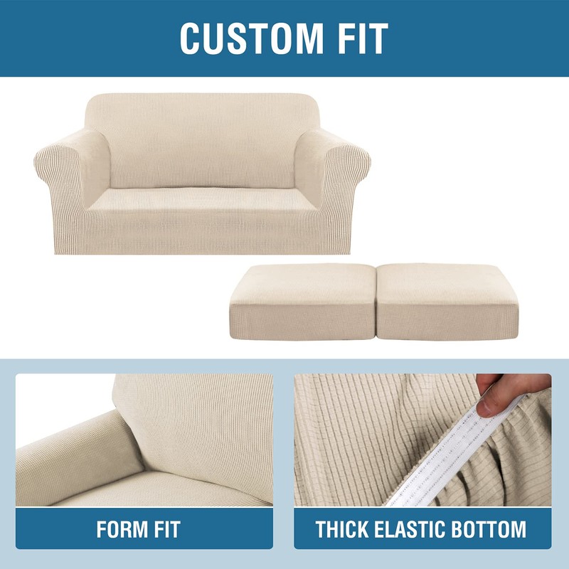 H.VERSAILTEX 3 Piece Stretch Sofa Covers for 2 Cushion Loveseat