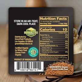 Nature's Greatest Organic Madagascar Ground Vanilla Bean Powder - Pure, All-Natural, Gluten-Free, Kosher & Organic Certified, Premium Quality for Baking, Coffee, Desserts, Ice Cream & More (2.11oz)