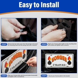 No Drill Front License Frame Compatible with Nissan Murano 2015-2025 Anti-Theft License Plate Tow Hook Mount Holder Car Tag Covers Rust-Proof, Rattle-Proof Car Accessories