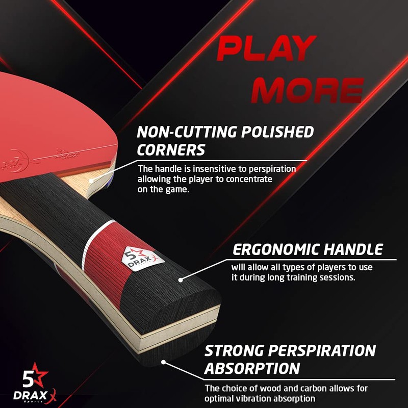 DRAXX Table tennis bat | 5 Stars Grade | Carbon