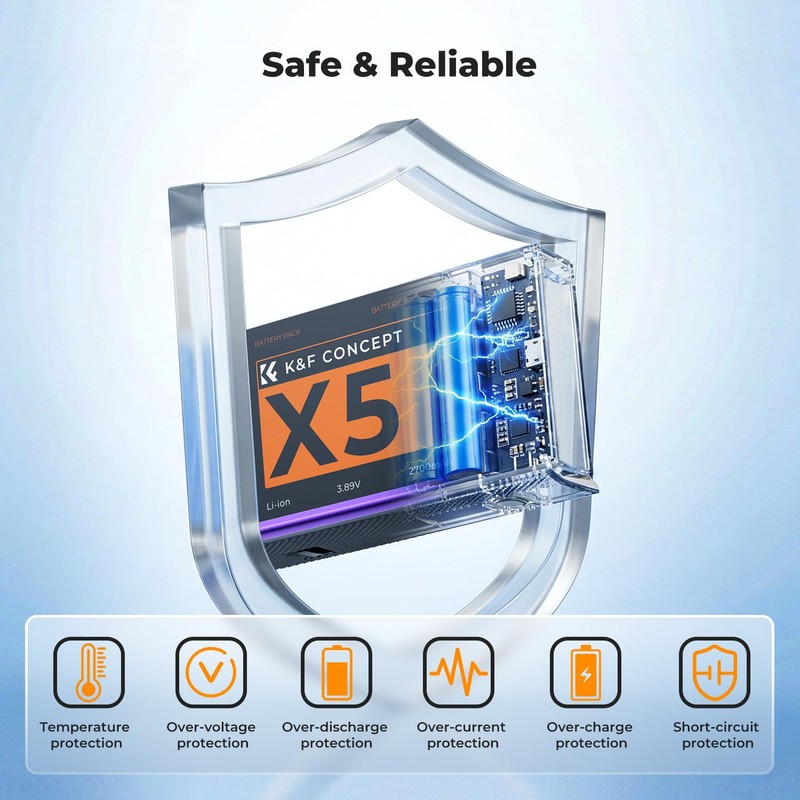 K&F CONCEPT 360x5 Battery, 2700mAh X5 Battery with Storage Case