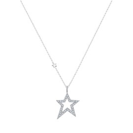Elli Necklace 925 Silver Double Star Pendant Chain Women's Crystal Jewellery Gifts for Women Girls Mum Girlfriend Stars Silver Chain Length 45 cm, 45 inches, Sterling Silver, Crystal