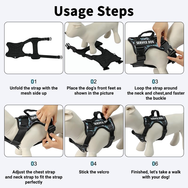 Belababy Dog Harness Small Medium Large, Reflective Tactical No Pull