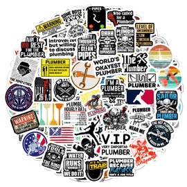 BulbaCraft 100Pcs Funny Plumbing Stickers for Hard Hat - Plumber Gifts for Men, Plumber Stickers, Hard Hat Decals for Men, Gifts for Women
