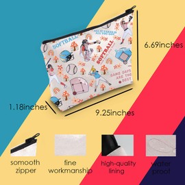 Softball Player Gift Softball Cosmetic Bag Softball Lover Gift Softball Coach Gift Softball Mom Gift (Work hard play hard Bag)