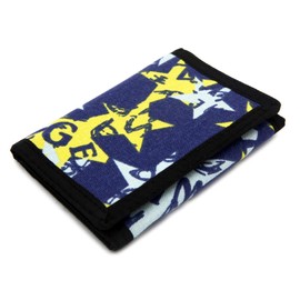 RFID Trifold Canvas Outdoor Sports Wallet for Kids - Front Pocket Wallet with Magic Sticker (Blue Pentagon)