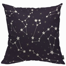 Mugod Constellations Stars Cushion Cover Throw Pillow Covers Beautiful Cosmic Space Astronomy Pattern Night Starry Sky Pillow Case for Men Women Decorative Home Sofa Chair Couch 45x45cm/18x18 Inch