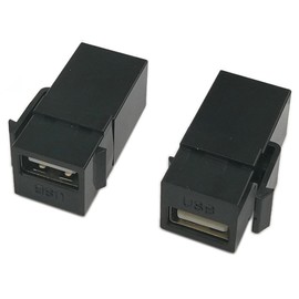 USB 2.0 Keystone Jack Inserts, zdyCGTime (2-Pack) USB 2.0 Adapters Female to Female Connector For Wall Plate Outlet Panel-Black