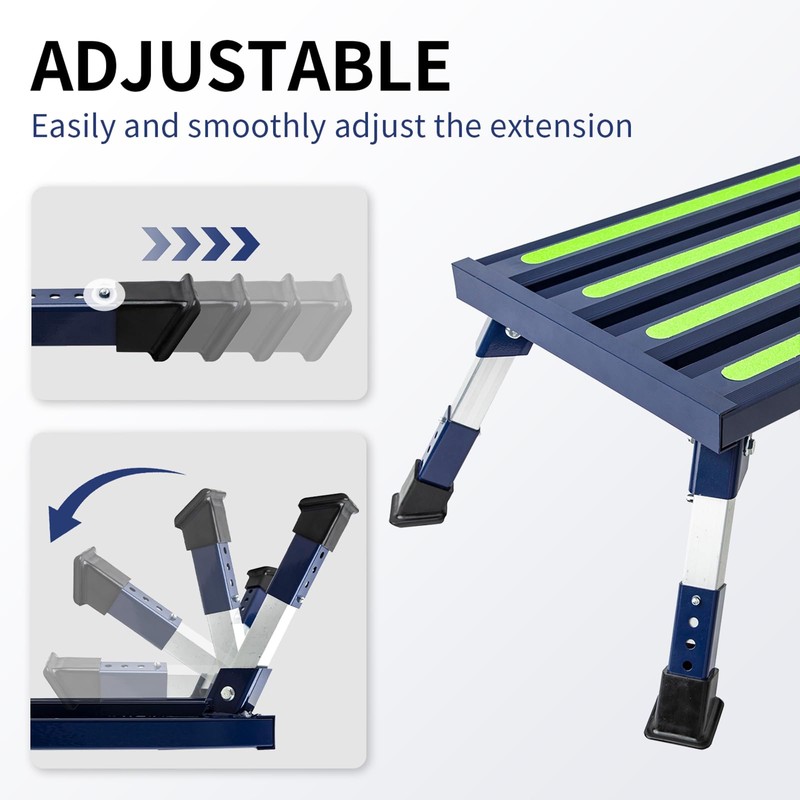 GarfatolRv Aluminum RV Steps, 4-Level Adjustable Folding Step Stool with