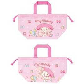 Skater KB7-A Children's Lunch Bag, Drawstring Bag, Lunch Bag, Made in Japan, Sanrio My Melody, Big Ribbon, Girls