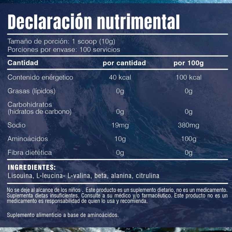 Aminoácidos En Polvo Kraken 1kg Varios Sabores 200 Servicios Limón