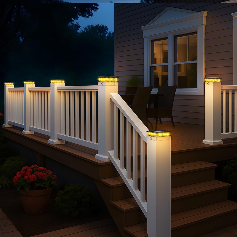 kolpop 4x4 Solar Post Cap Lights Outdoor 8Pack, Deck Post