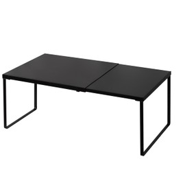 Nxconsu Cabinet Shelf Expandable Organizer Riser Rack for Kitchen Pantry Cupboard Under Sink Countertop Home Organization Extra Storage Space Saver Heavy Duty Metal Edgeless Design Black Large