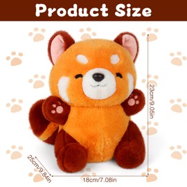 PLLYPE Red Panda Cuddly Toy, 23 cm Red Panda Plush, Kawaii Panda Plush Toy, Cuddly Panda Plush, Fluffy Stuffed Toy, Panda Dolls Cushion, Gift for Boys and Girls