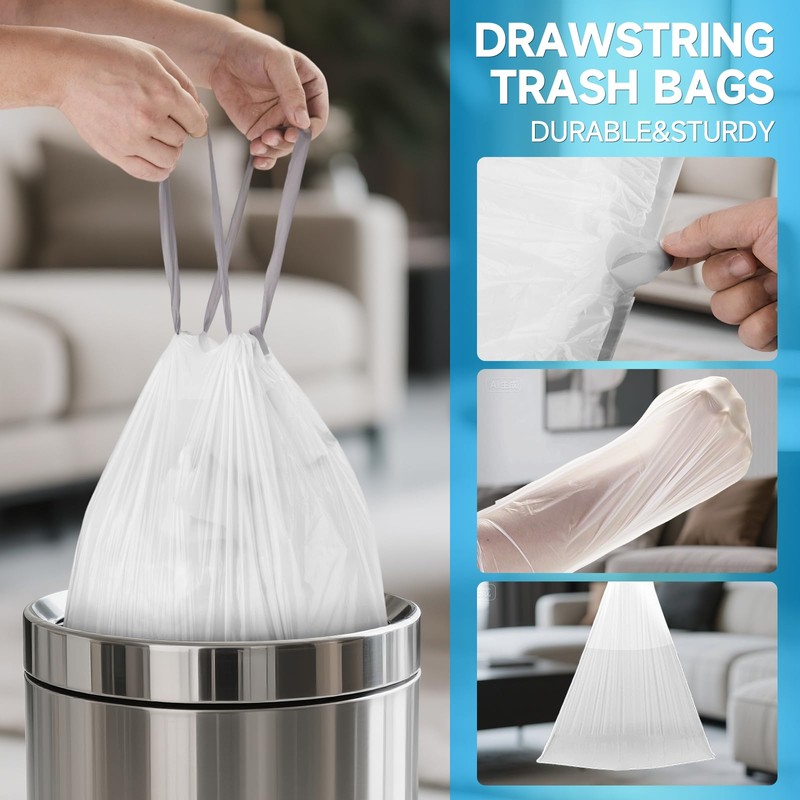 Ryobyo 13 Gallon Trash Bags Drawstring- 90 Counts Medium Trash