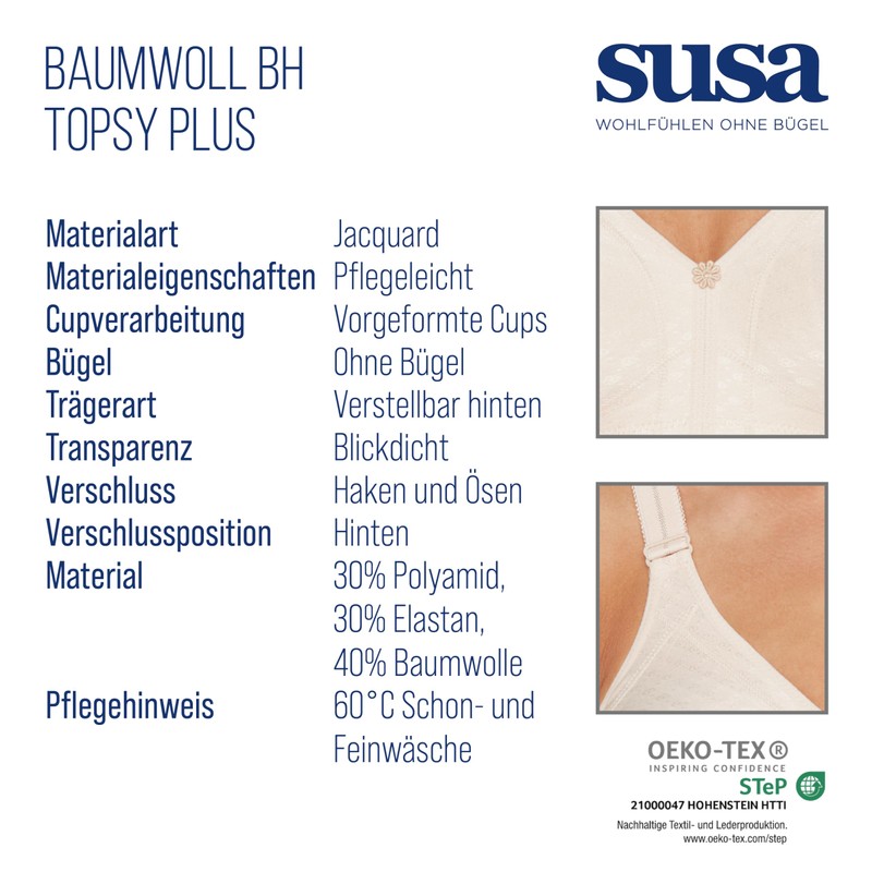 Susa Women's Bra Beige Hautfarben (010) 38FDDD (Brand size :