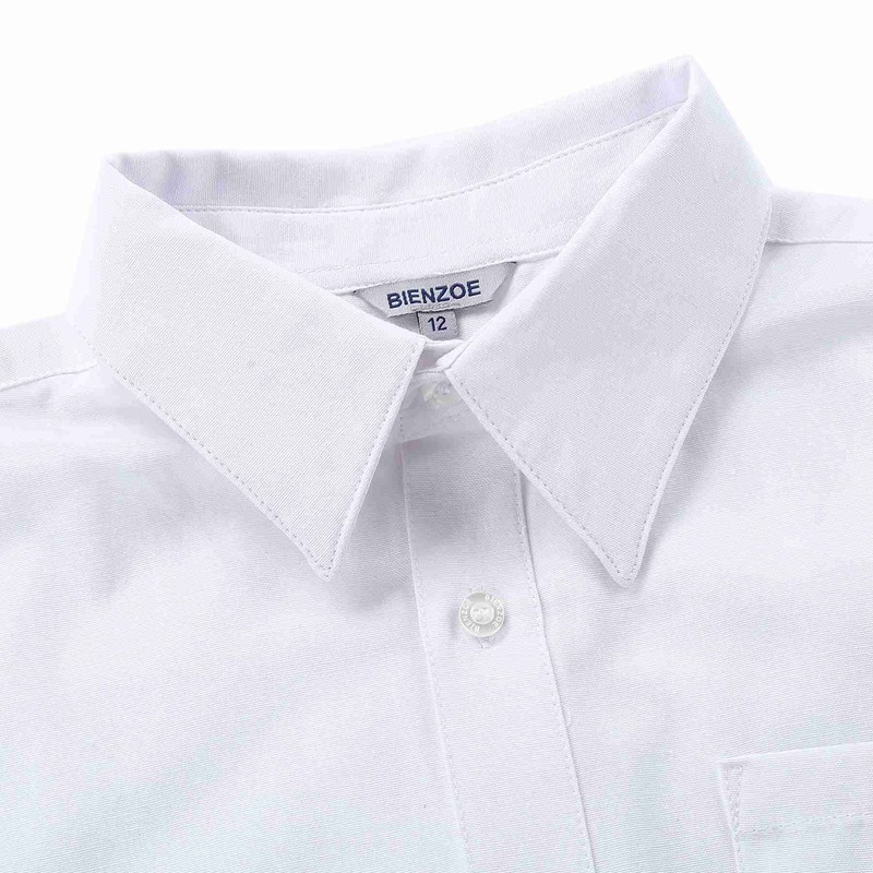Bienzoe Boy's School Uniform Long Oxford Shirt -