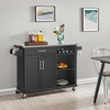 Yaheetech Kitchen Cart with Stainless Steel Top and Storage Cabinet,