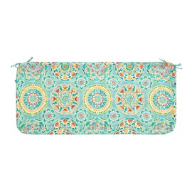 FUNHOME Outdoor Cushion Covers,45" x 18" x 3", No Insert! Patio Cushion Covers Replacement for Outdoor Furniture,Water Resistant Patio Bench Loveseat Cushion Covers 1 Pack, Cyan Circle (Covers ONLY)